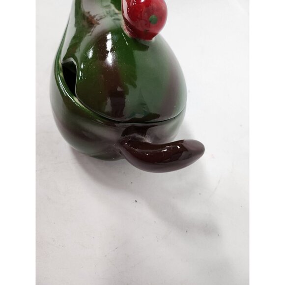 Vintage Mexican Pottery Green Jalapeno Pepper Salsa Dish Ceramic Covered - Picture 4 of 11